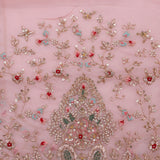 Pale Pink Organza Handcrafted Saree