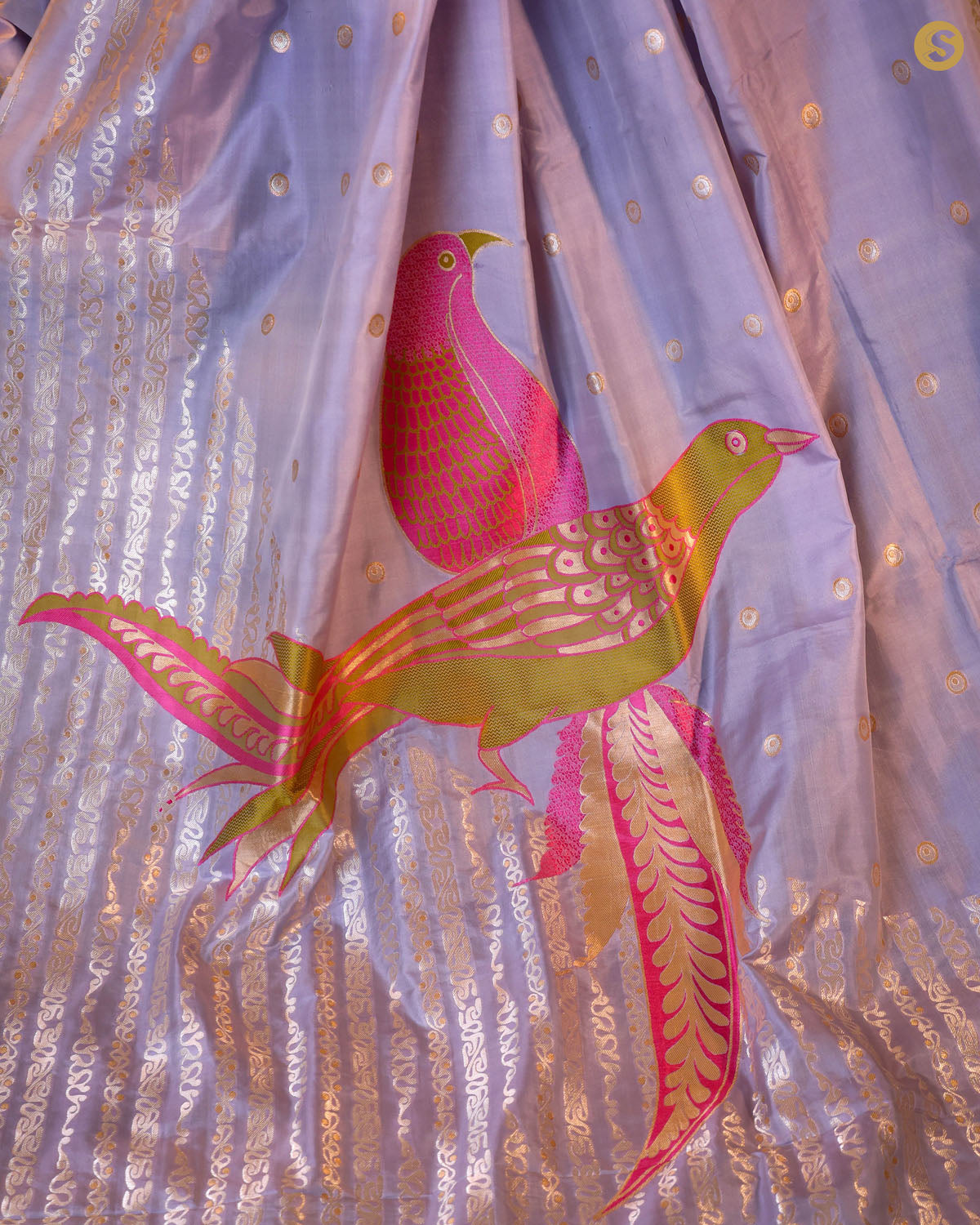 Periwinkle Purple Banarasi Silk Saree With Zari Weave