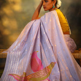 Periwinkle Purple Banarasi Silk Saree With Zari Weave