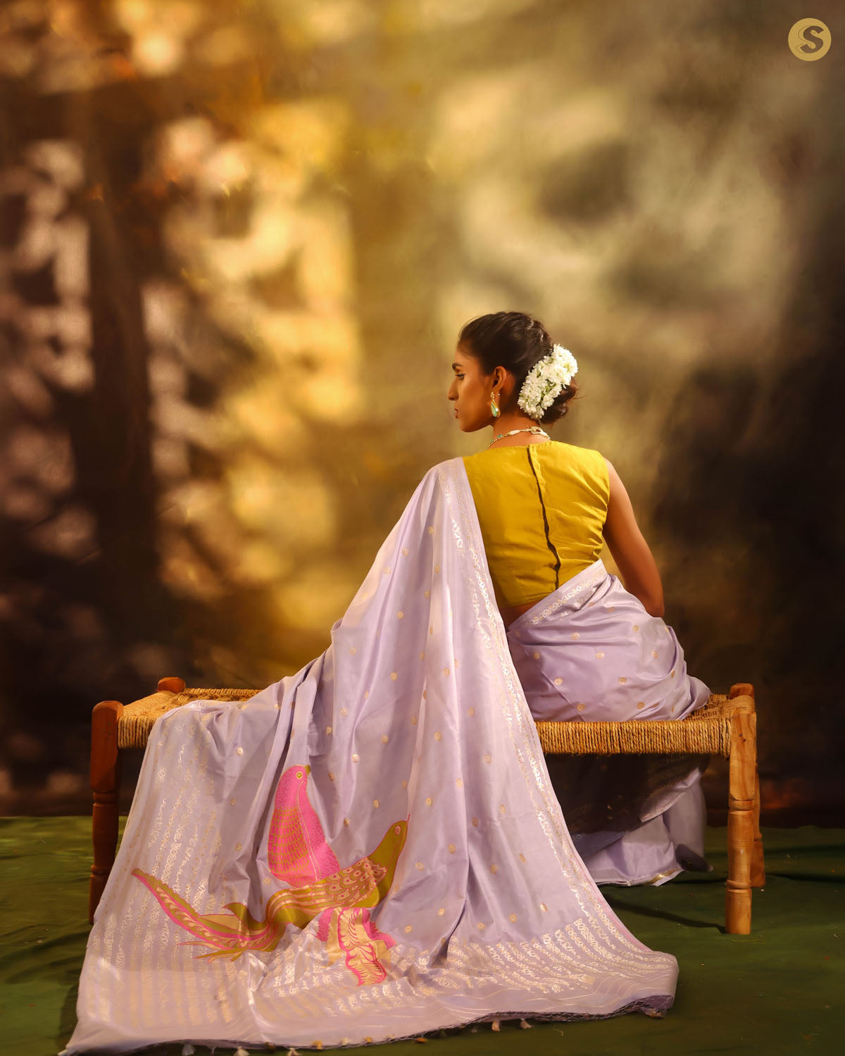 Periwinkle Purple Banarasi Silk Saree With Zari Weave