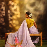 Periwinkle Purple Banarasi Silk Saree With Zari Weave