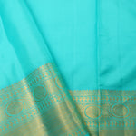 Aqua Blue Kanjivaram Silk Saree With Floral-Fauna Weaving
