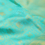 Aqua Blue Kanjivaram Silk Saree With Floral-Fauna Weaving