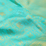 Aqua Blue Kanjivaram Silk Saree With Floral-Fauna Weaving