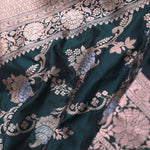 Dark Green Banarasi Saree With Floral Jaal