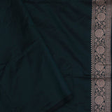 Dark Green Banarasi Saree With Floral Jaal