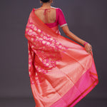 Cherry Pink Jaal Banarasi Silk Saree