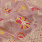 Pale Purple Banarasi Silk Saree With Geometric Weaving
