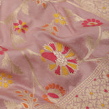 Pale Purple Banarasi Silk Saree With Geometric Weaving