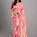 Carnation Pink Banarasi Silk Butti Saree