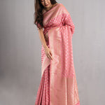 Carnation Pink Banarasi Silk Butti Saree