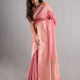 Carnation Pink Banarasi Silk Butti Saree