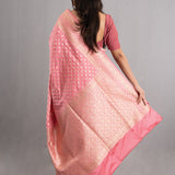Carnation Pink Banarasi Silk Butti Saree