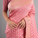 Carnation Pink Banarasi Silk Butti Saree