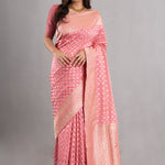 Carnation Pink Banarasi Silk Butti Saree