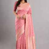 Carnation Pink Banarasi Silk Butti Saree