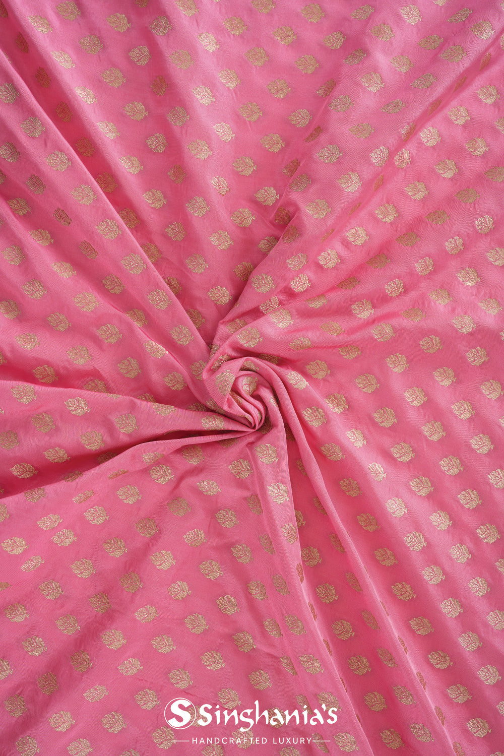 Carnation Pink Banarasi Silk Butti Saree