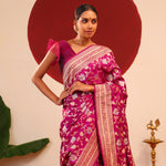 Cardinal Purple Banarasi Silk Saree With Gold-Silver Zari