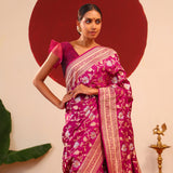 Cardinal Purple Banarasi Silk Saree With Gold-Silver Zari