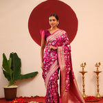 Cardinal Purple Banarasi Silk Saree With Gold-Silver Zari