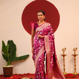 Cardinal Purple Banarasi Silk Saree With Gold-Silver Zari
