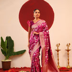 Cardinal Purple Banarasi Silk Saree With Gold-Silver Zari