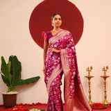 Cardinal Purple Banarasi Silk Saree With Gold-Silver Zari