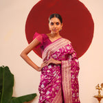 Cardinal Purple Banarasi Silk Saree With Gold-Silver Zari