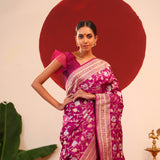 Cardinal Purple Banarasi Silk Saree With Gold-Silver Zari