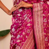 Cardinal Purple Banarasi Silk Saree With Gold-Silver Zari