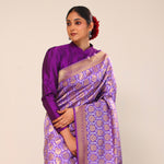 Periwinkle Purple Chiniya Banarasi Silk Saree