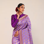 Periwinkle Purple Chiniya Banarasi Silk Saree