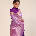 Periwinkle Purple Chiniya Banarasi Silk Saree