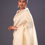 Flax Gold Tissue Banarasi Silk Saree