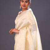 Flax Gold Tissue Banarasi Silk Saree