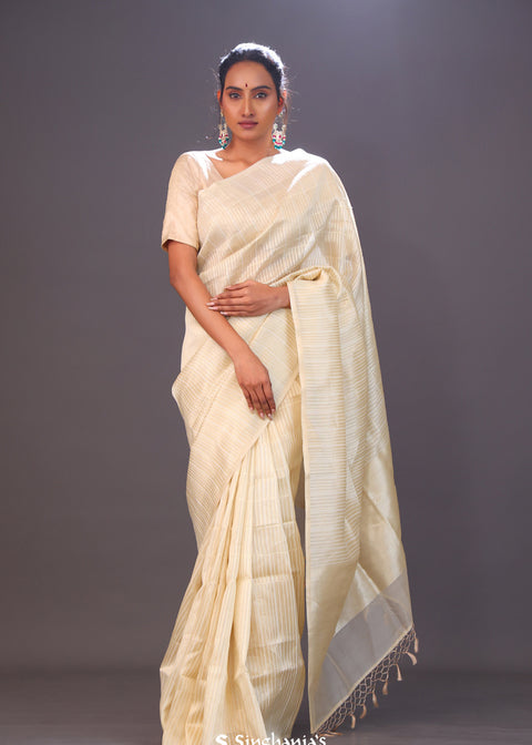 <img> Flax Gold Tissue Banarasi Silk Saree