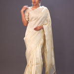 Flax Gold Tissue Banarasi Silk Saree