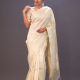 Flax Gold Tissue Banarasi Silk Saree