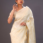 Flax Gold Tissue Banarasi Silk Saree