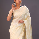 Flax Gold Tissue Banarasi Silk Saree