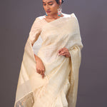 Flax Gold Tissue Banarasi Silk Saree