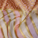 Brown Rangkat Tissue Organza Banarasi Saree With Gold Zari Work