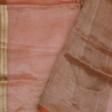 Brown Rangkat Tissue Organza Banarasi Saree With Gold Zari Work