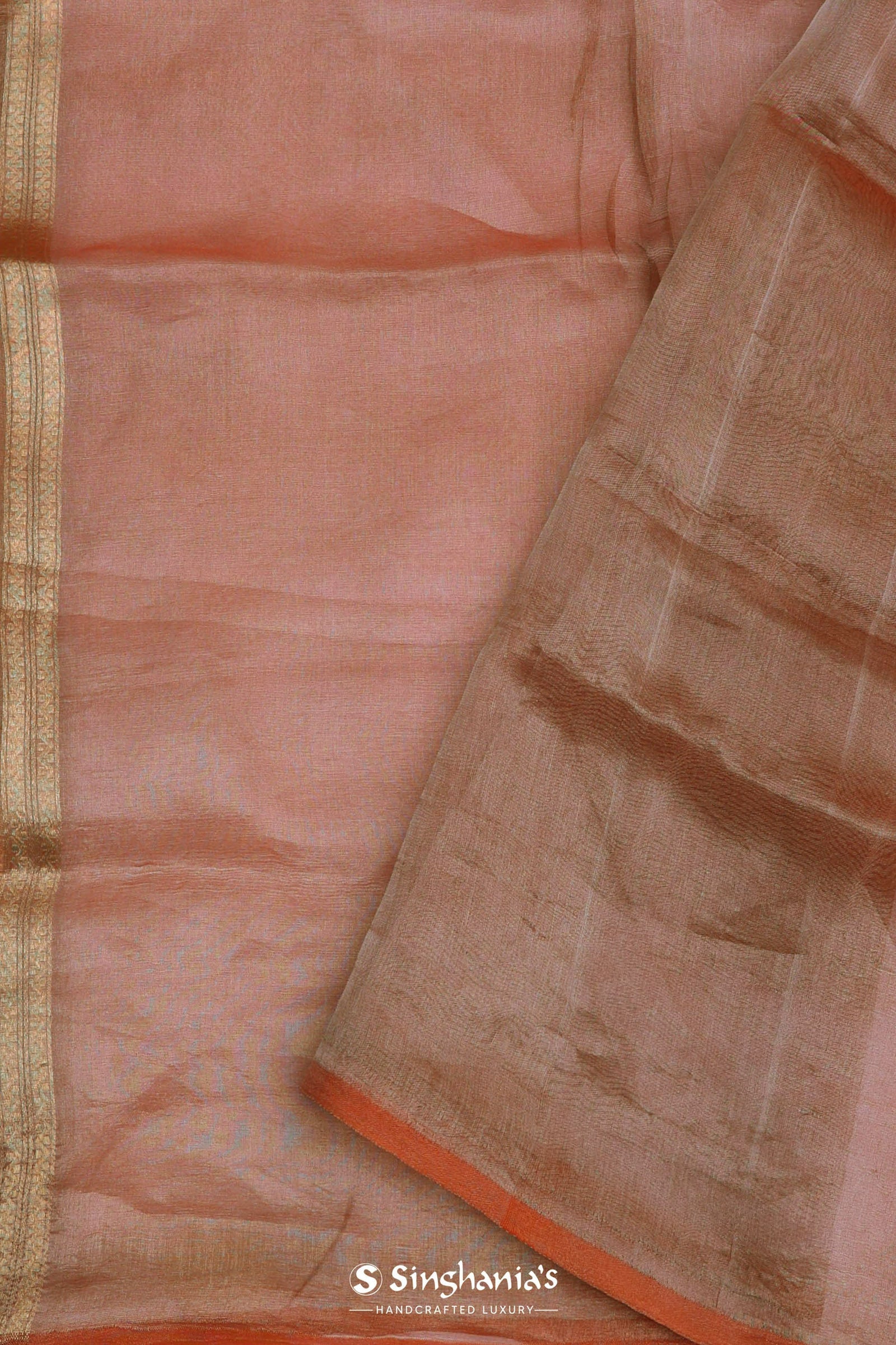 Brown Rangkat Tissue Organza Banarasi Saree With Gold Zari Work