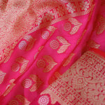 Crimson Red Banarasi Silk Saree With Gold Zari Border