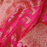 Crimson Red Banarasi Silk Saree With Gold Zari Border