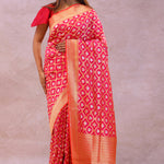 Pink Banarasi Silk Saree With Gold Zari Border