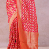 Pink Banarasi Silk Saree With Gold Zari Border