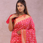 Pink Banarasi Silk Saree With Gold Zari Border
