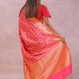 Pink Banarasi Silk Saree With Gold Zari Border